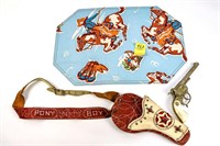 Vintage Western Placemat and Toy Cap Gun with