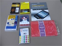 F1) Lot of Labels, Screen Protectors, Envelopes,