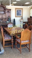 Vintage Art Deco wood dining room table and