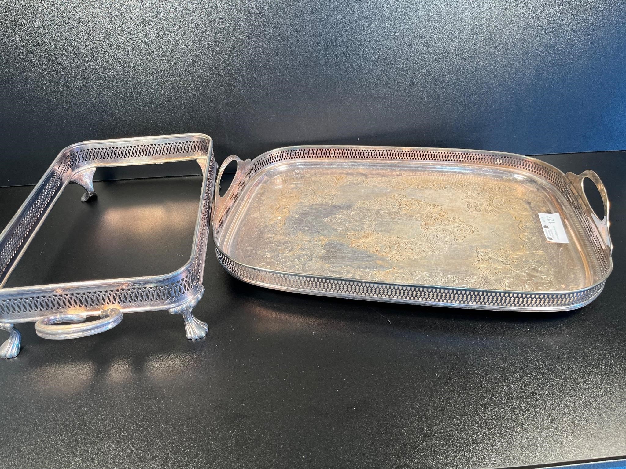 Plated Serving Tray & Footed Casserole Holder