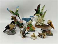 Collection of Bird Figurines Ceramic Resin