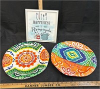 Beautiful Colorful Plates and Wall Sign