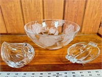 Crystal Rose bowl swan dish mirrored butterfly