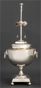 Silver Metal Covered Urn Lamp