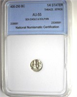 400-250 BC Sea Eagle / Dolphin NNC AU55 1/4 Stater