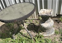 Small Outdoor Side Table and Urn Flower Pot