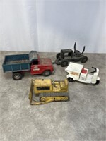 Mostly Vintage metal Tonka toy trucks and