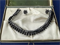 Black/Rhinestone necklace & earrings set