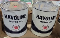 2 TEXACO HAVOLINE MOTOR OIL TIN CANS