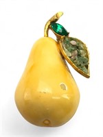 Vtg CAPRI Enameled Pear Brooch