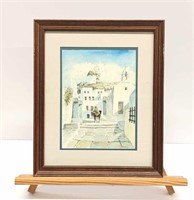 Signed Watercolor of Portuguese Village