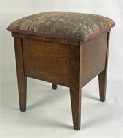 Wooden Potty Chair with Faux Tapestry Upholstery