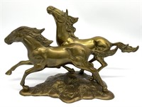 Large Brass Running Horses Sculpture