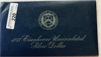 1973 Eisenhower Silver Dollar UNC Blue Envelope