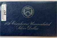 1972 Eisenhower Silver Dollar UNC Blue Envelope