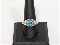 .925 Sterling Blue Stone Ring Sz 10