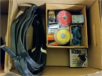 BOX W/ CABLE/WIRE & ELECTRICAL ITEMS