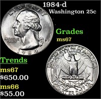 1984-d Washington Quarter 25c Grades GEM++ Unc