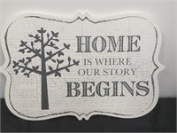 12-in home is where our story begins Decor sign