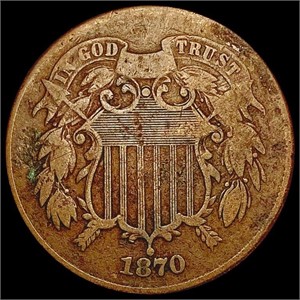 1870 Two Cent Piece NICELY CIRCULATED