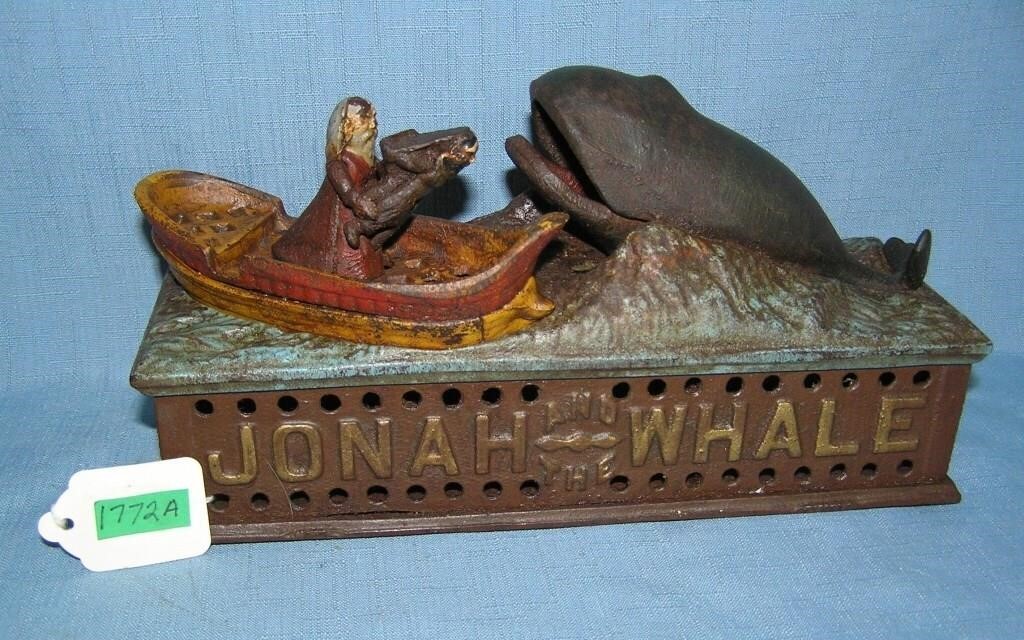 Jonah and the Whale cast iron mechanical bank