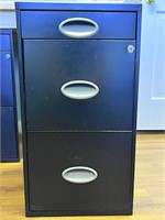 3-drawer metal filing cabinet; measures approx.
