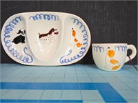 Stangl Playful Pups mug and divided serving tray