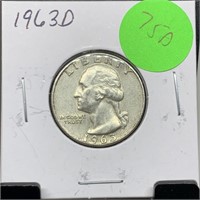 1963-D WASHINGTON SILVER QUARTER