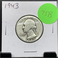 1943 WASHINGTON SILVER QUARTER