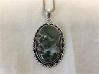 Moss Agate Pendant with Chain