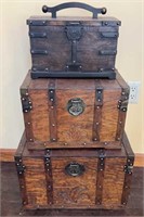 3 Decorative Wood Storage boxes