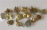 Vintage Costume Jewelry Brooches-Leaves