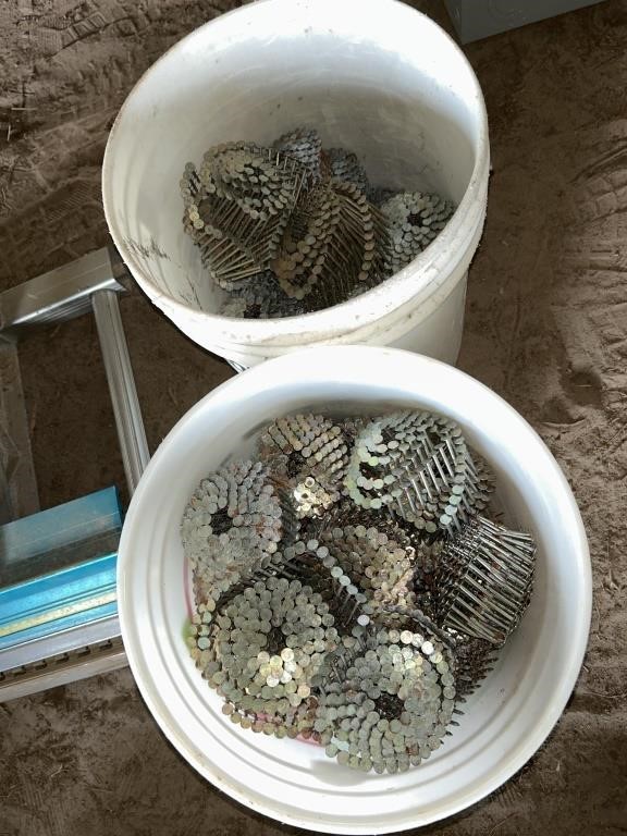 2 buckets of roofing nails