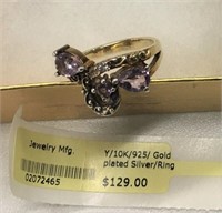 925 Silver 10k Gold Plated Size 6 Ring