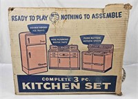 Vtg Ready To Play 3pc Kitchen Set