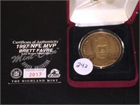 Brett Favre  Mint Coin W/ Cert of Authenticity