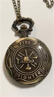 Firefighter pocket watch on 32 inch chain, new
