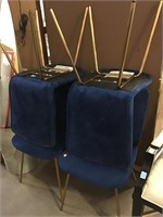 Set of 4 Royal Blue Microsuede Armless Chairs