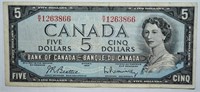 1954 CAD $5 Banknote