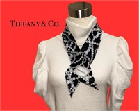 Tiffany Black and White Silk Twilley Scarf