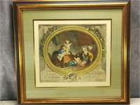 Colored Etching Framed & Matted