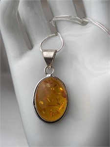 925 AMBER PENDANT NECKLACE