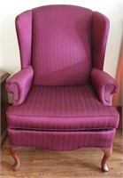 Vintage Queen Anne Style Burgundy Chair #2