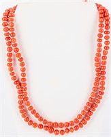 Jewelry Vintage Beaded Coral & Crystal Necklace