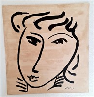 Henri Matisse Handmade Ink Drawing On Carboard