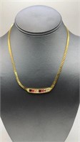 Gold Tone w/Pink Stone Necklace