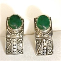 $300 Silver Green Onyx Earrings