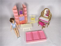 VTG Mattel Barbie Bedroom Set & 1991 Doll