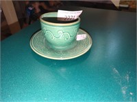 Vintage green tea cup & saucer