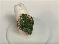 14K Gold Jade Cluster Ring